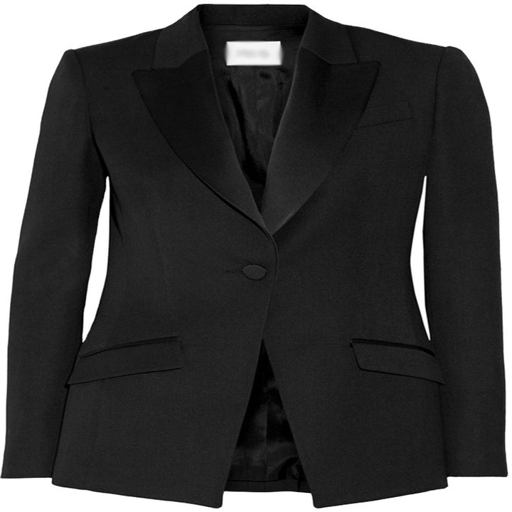Damen Taillierter Ein-Knopf‑Blazer mit Satinbesatz und konturierter Nahtführung Echoarchiv