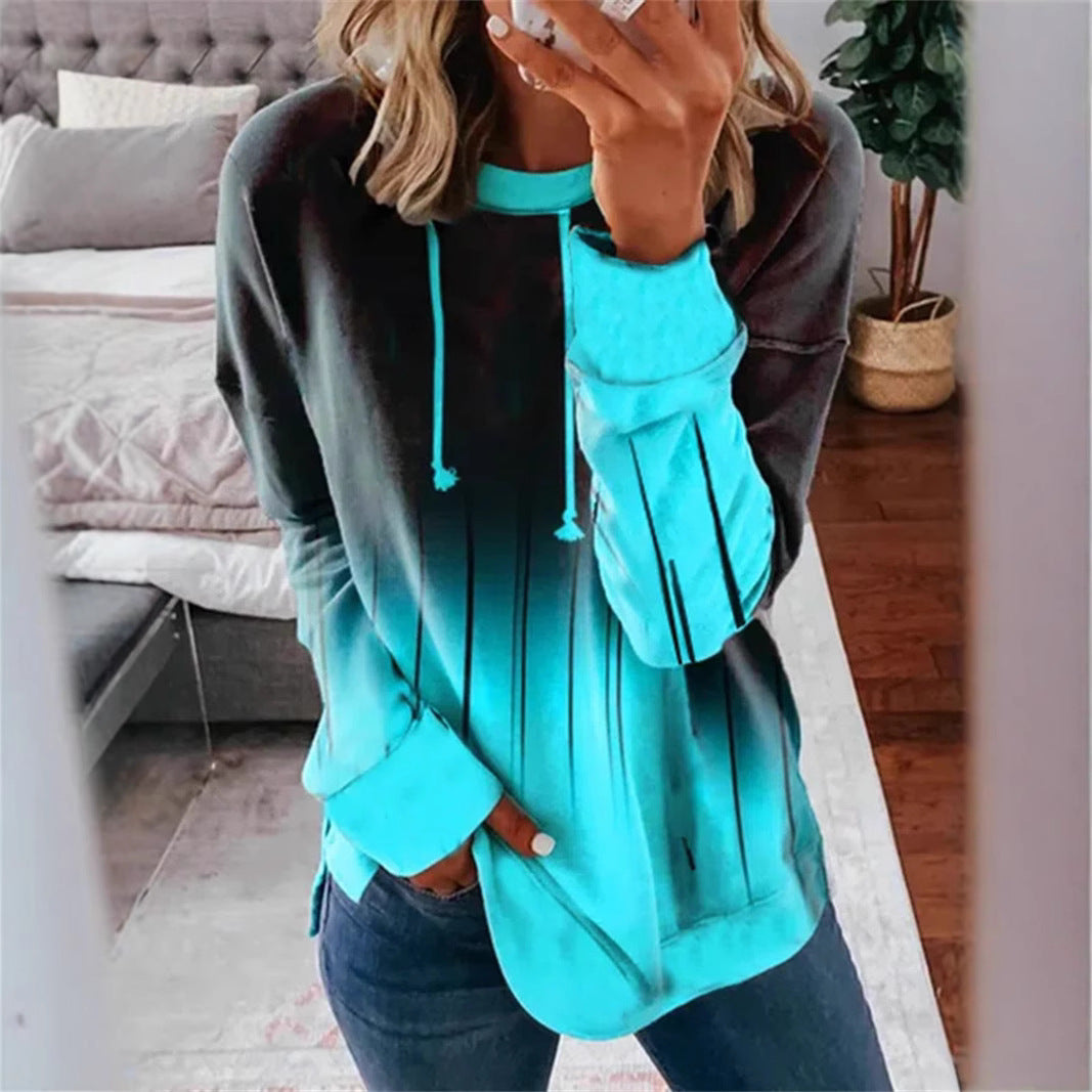 Damen nan Relaxed-Fit Kapuzen-Sweatshirt mit Ombre-Effekt, Kordelzug, abgerundetem Saum und seitlichen Schlitzen Echo Archiv