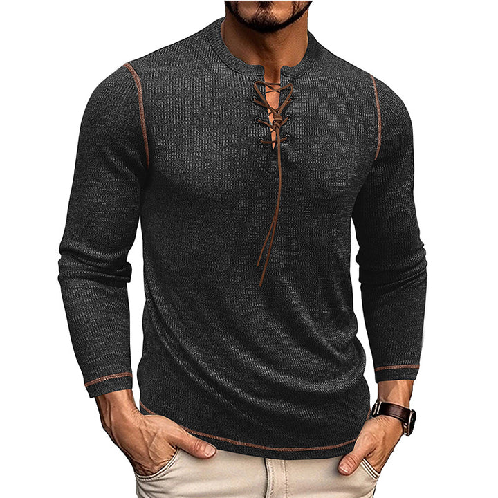 Herren Langarmshirt im modernen Henley-Stil mit Ziernähten Echoarchiv