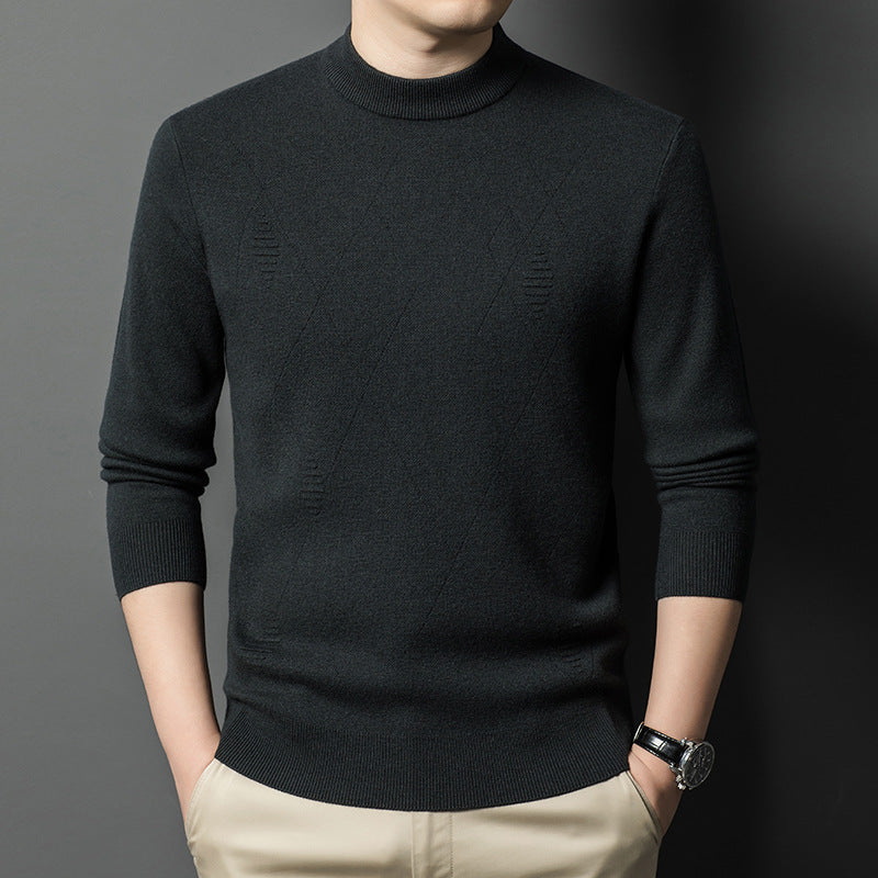 Herren feiner Rundhals-Pullover aus hochwertiger Wolle Echoarchiv