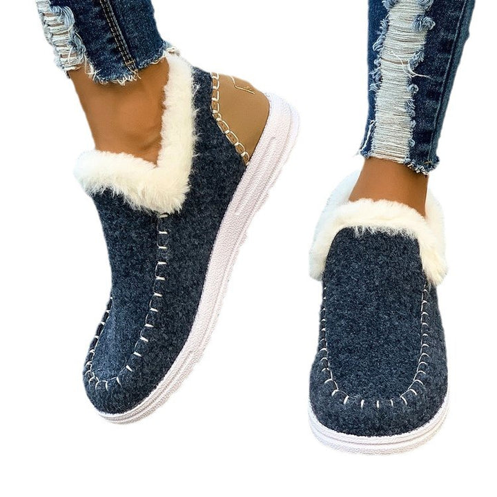 Damen Gefütterte Moccasin‑Sneaker in Wolloptik mit Teddyfutter und Ziernaht Echo Archiv