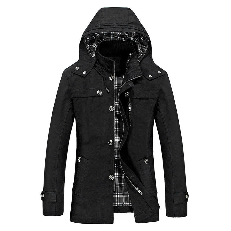 Herren nan wasserabweisende Kapuzen-Fieldjacke mit kariertem Thermofutter, verdeckter Reißverschlussleiste und funktionalen Taschen Echo Archiv