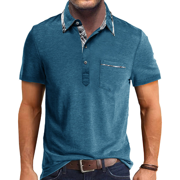 Herren Poloshirt mit kontrastierendem Kragen und modischer Brusttasche Echoarchiv