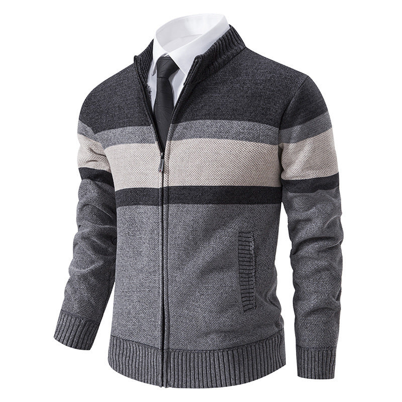 Herren Strickjacke mit strukturiertem Design und hochschließendem Kragen Echoarchiv