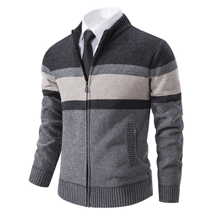 Herren Strickjacke mit strukturiertem Design und hochschließendem Kragen Echoarchiv