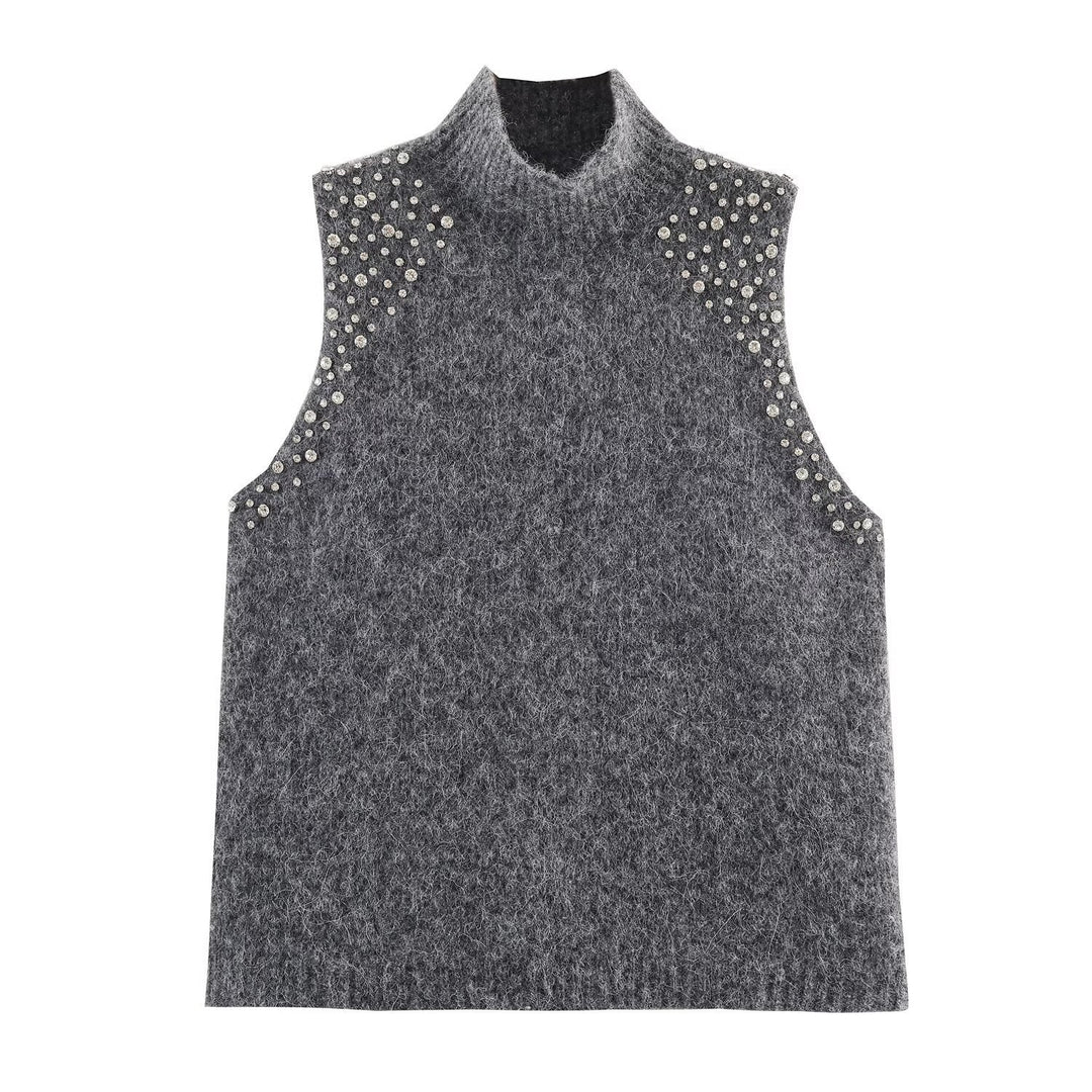 Damen ärmelloses Strickoberteil mit eleganten Perlenverzierungen Echo Archiv