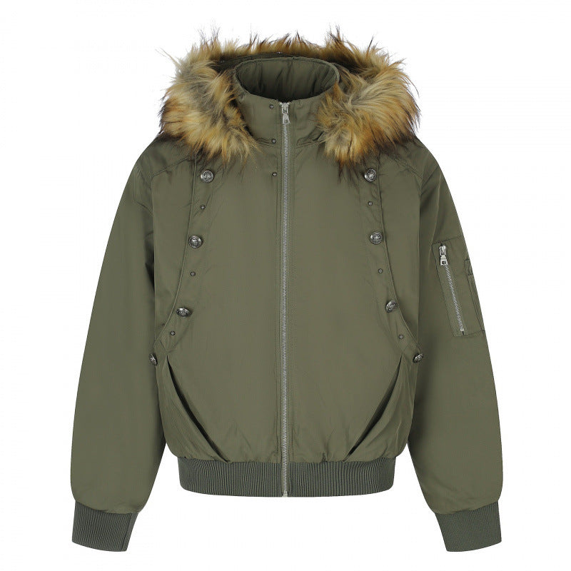 Damen Gefütterte Bomberjacke mit Kapuze und Kunstfellkragen Wattierte Winterjacke Echo Archiv