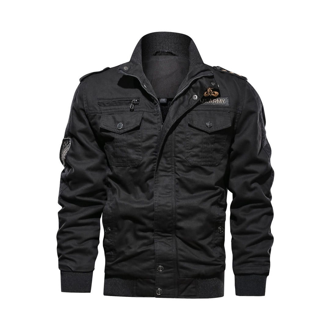 Herren Utility-Bomberjacke im Military-Stil mit Rippstehkragen und Mehrfachtaschen Echoarchiv