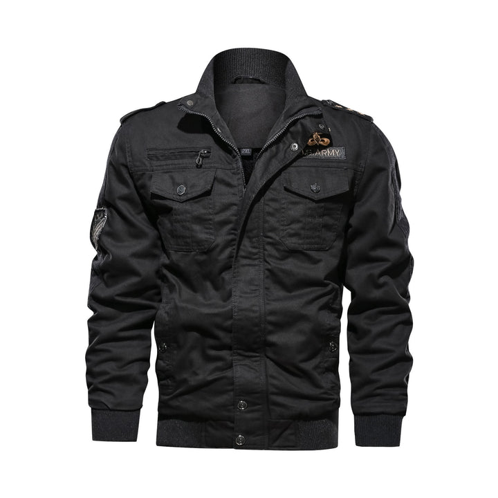 Herren Utility-Bomberjacke im Military-Stil mit Rippstehkragen und Mehrfachtaschen Echoarchiv