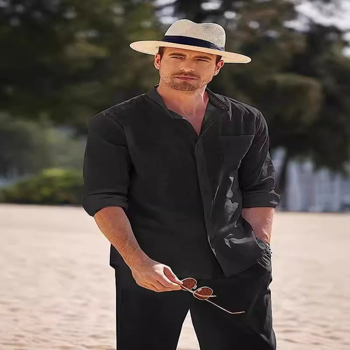 Herren elegantes Langarmhemd mit bequemer Hose Echoarchiv