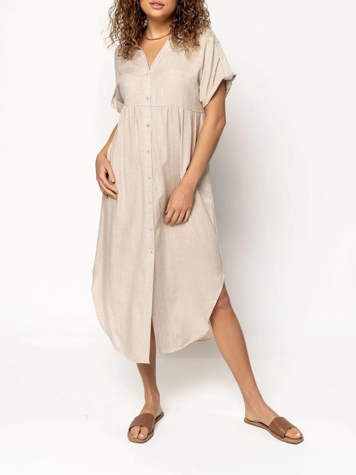 Damen Hemdkleid mit bodenlangem Schnitt und Knopfdetails Echo Archiv