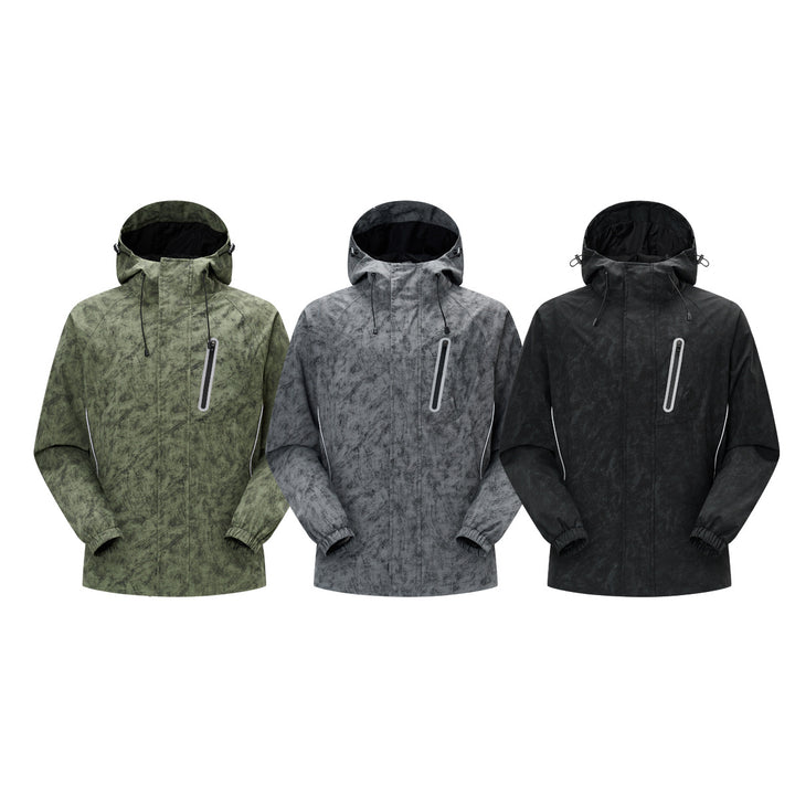Herren technische Regenjacke mit Kapuze, wasserdichtem Material und Brust-Reißverschluss Echo Archiv