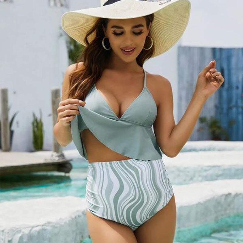 Damen Hochtailliertes Bikini-Set mit drapierter Oberteilgestaltung Echo Archiv