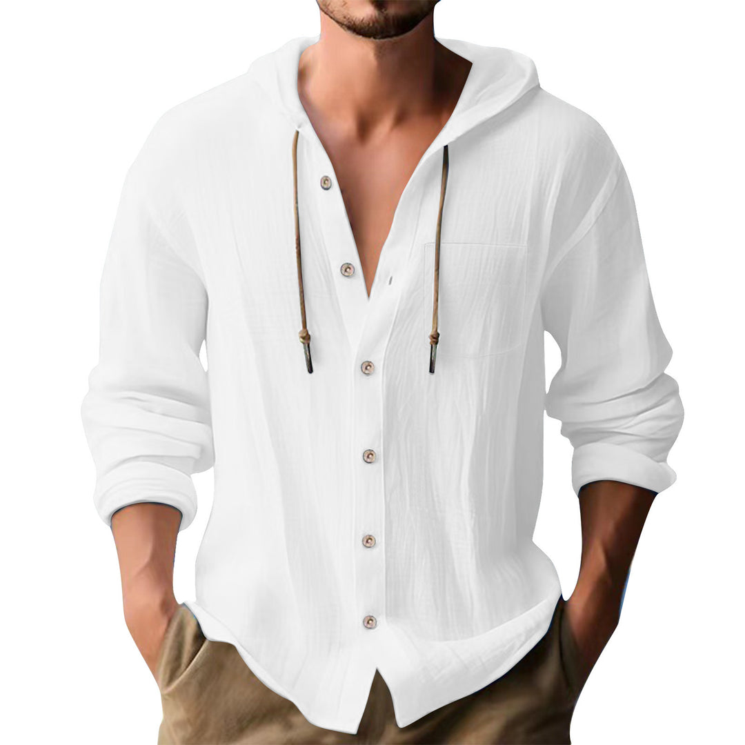 Herren lässiges Kapuzenshirt mit Knopfleiste und praktischen Taschen Echoarchiv