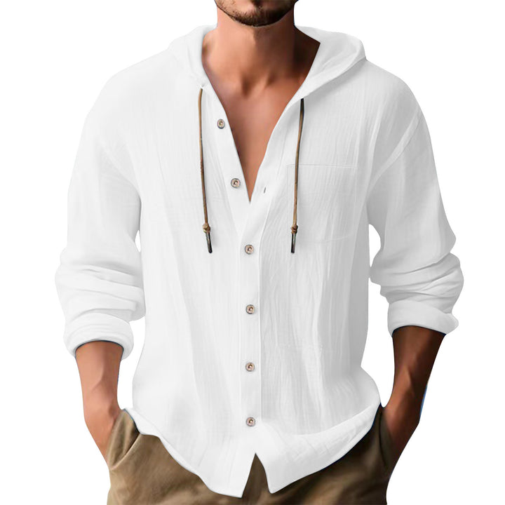 Herren lässiges Kapuzenshirt mit Knopfleiste und praktischen Taschen Echoarchiv