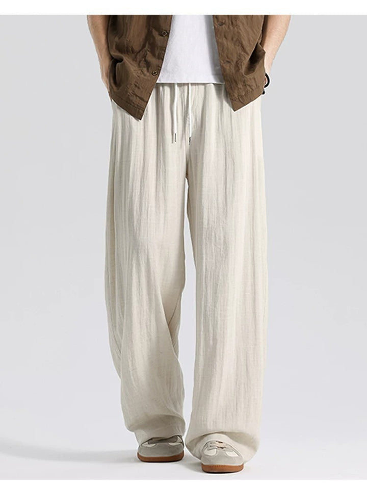 Herren Weite Leinenhose im Oversize-Stil mit Kordelzug und Seitentaschen Echoarchiv