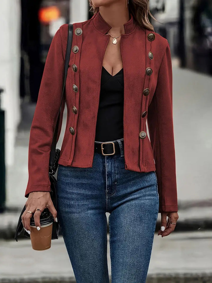 Damen nan taillierte Militärische Kurzjacke mit Stehkragen und dekorativer Doppelknopfleiste Echo Archiv