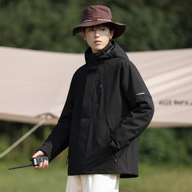 Herren Zweifarbige Wind- und Wasserabweisende Softshelljacke mit Kapuze Echoarchiv