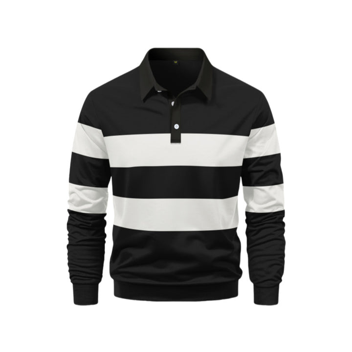 Herren Langarm-Polo mit stilvollem Streifenmuster Echoarchiv