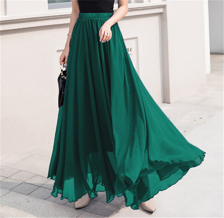 Damen nan Maxi-Chiffonrock mit elastischem Bund und fließender A-Linie Echo Archiv