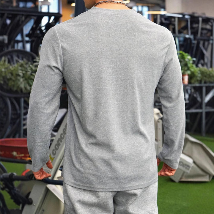 Herren Langarmshirt mit Knopfleiste und strukturiertem Design Echoarchiv