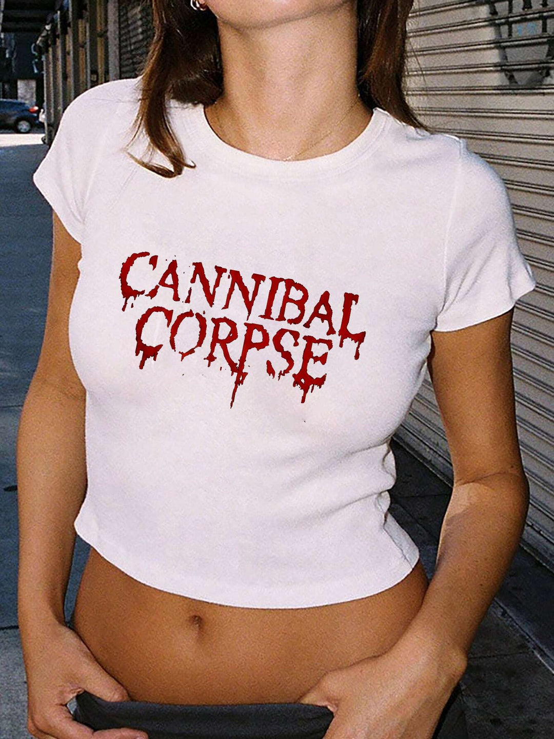 Damen Crop-T-Shirt mit künstlerischem Blutdruck-Design Echo Archiv