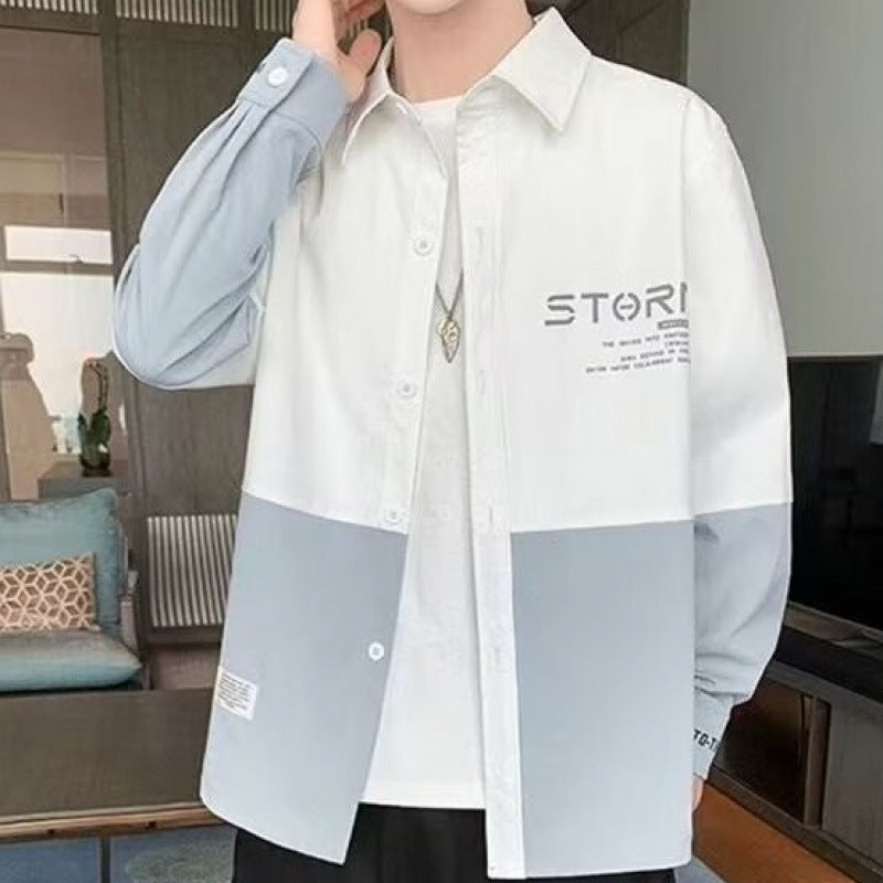 Herren modische Hemdjacke mit Farbblockdesign Echoarchiv