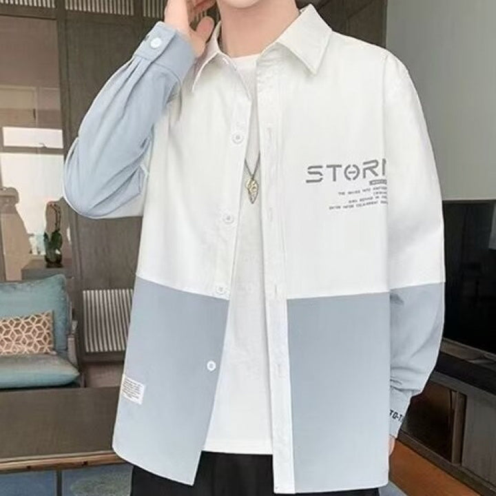 Herren modische Hemdjacke mit Farbblockdesign Echoarchiv