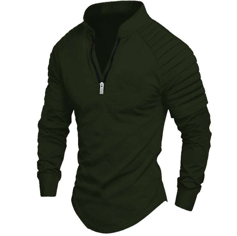 Herren sportlicher Zip-Hemd mit strukturierten Ärmeln Echoarchiv