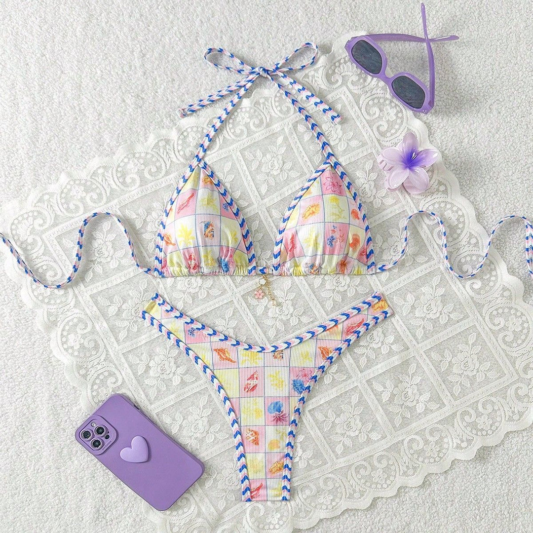 Damen Triangel-Bikini mit verspieltem Karomuster Echo Archiv