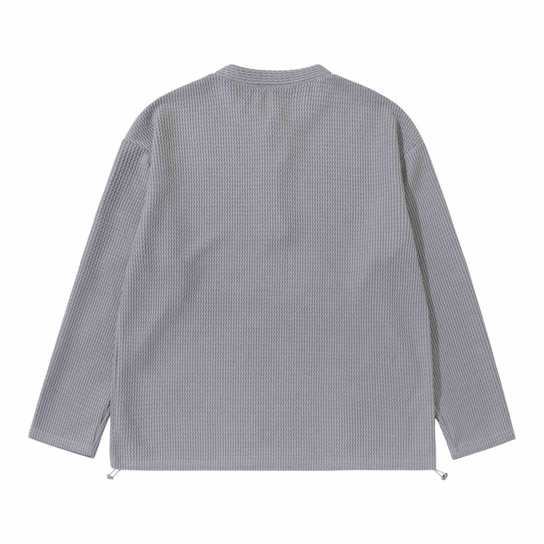 Unisex Waffelstrick-Henleypullover mit Tunnelzugsaum Echoarchiv