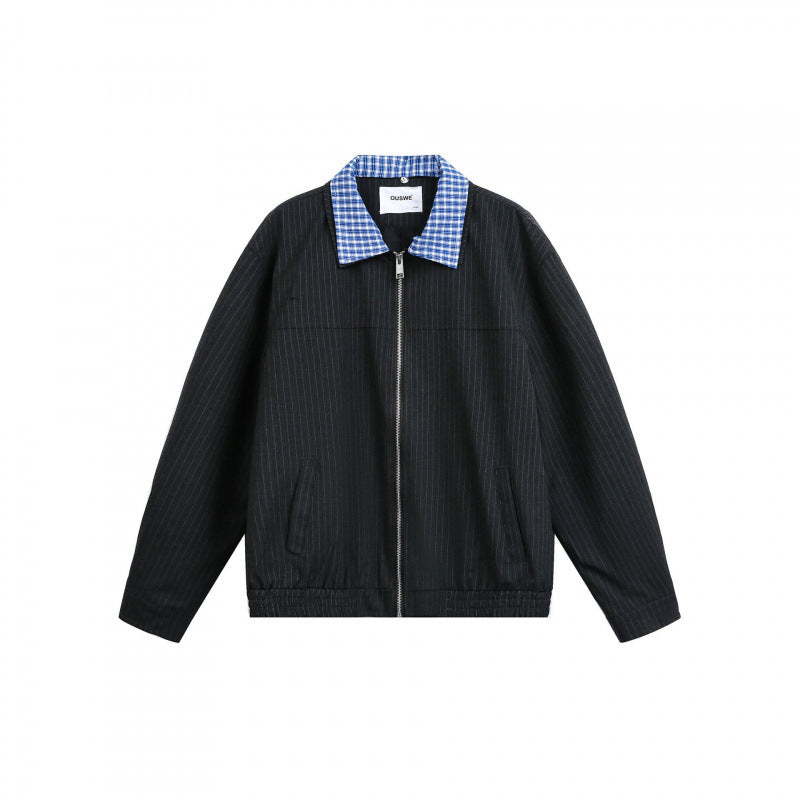Herren Boxy-Übergangsjacke mit Nadelstreifen und kontrastierendem Hemdkragen Echo Archiv