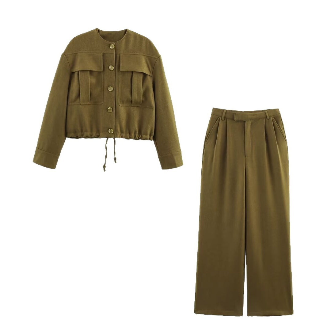 Damen Cropped Fieldjacke mit aufgesetzten Pattentaschen und Kordelzug Echo Archiv