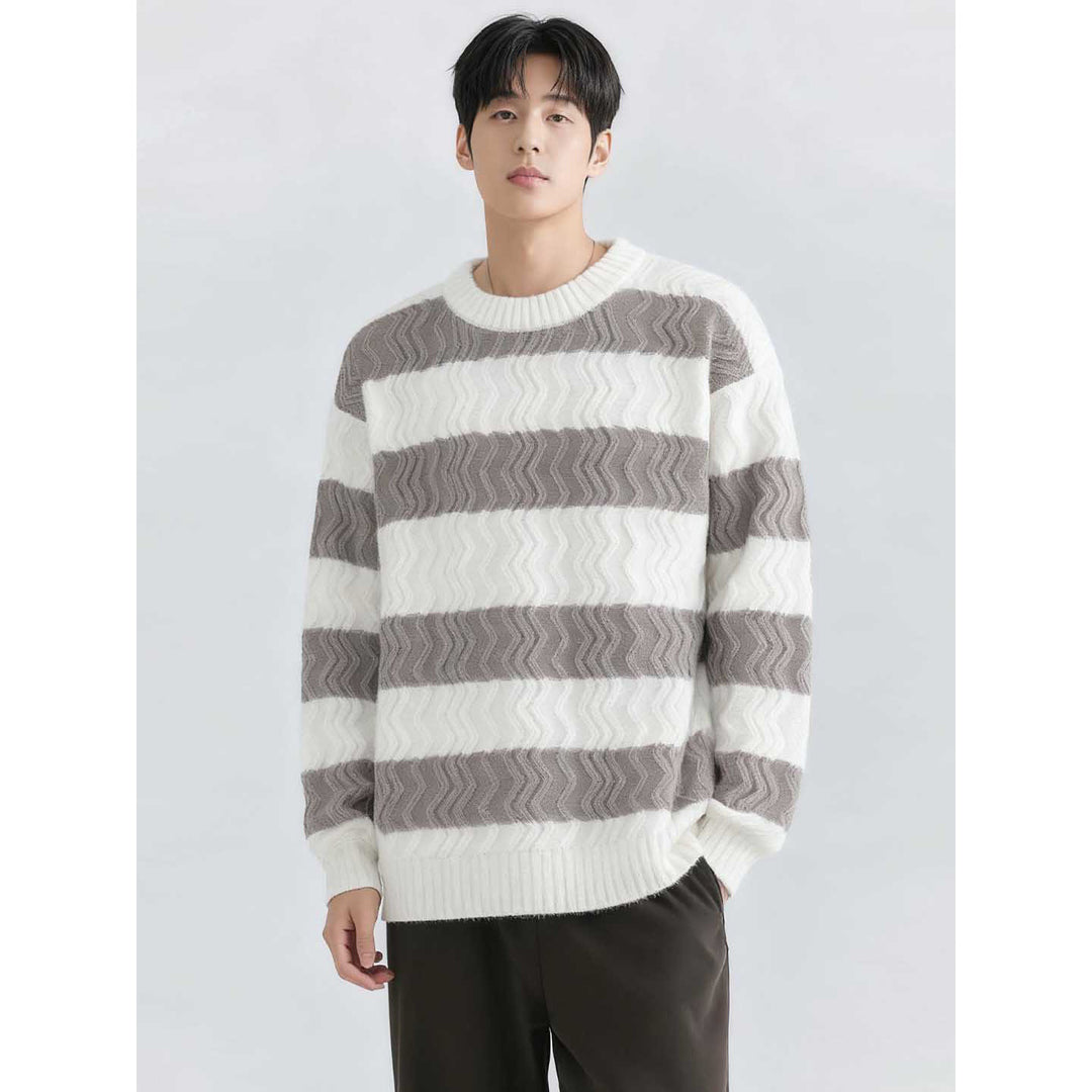 Herren Grobstrickpullover mit Wellenmuster Echoarchiv