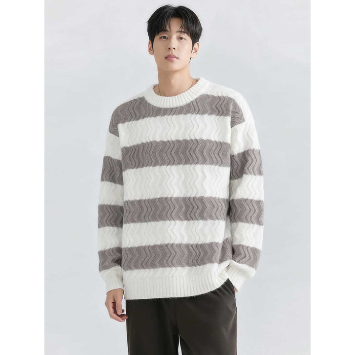 Herren Grobstrickpullover mit Wellenmuster Echoarchiv