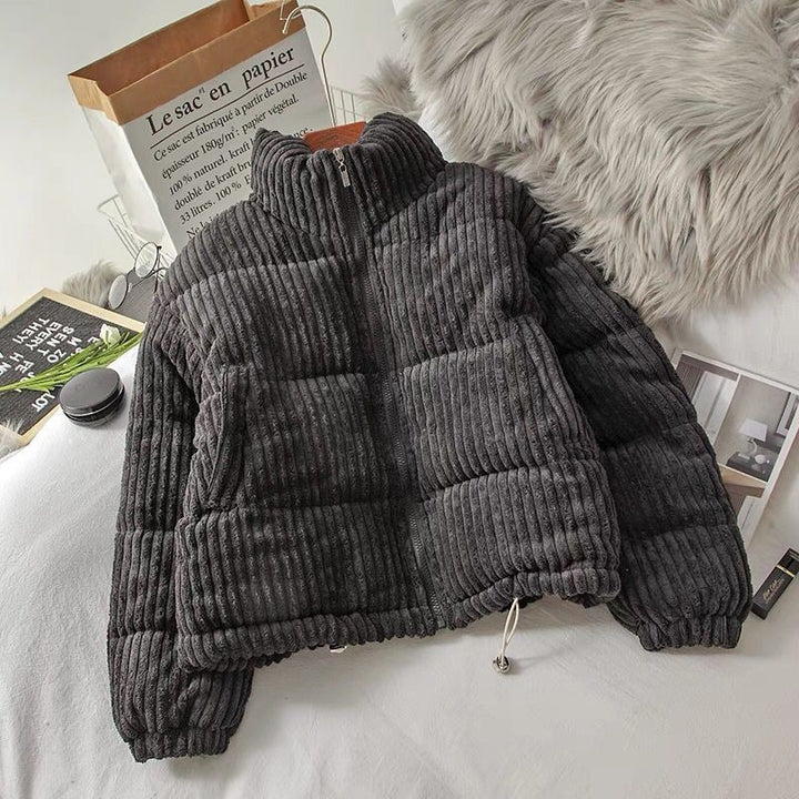 Damen nan gesteppte Cord-Optik Teddyjacke mit Stehkragen elastischen Bündchen und Kordelzug Echo Archiv
