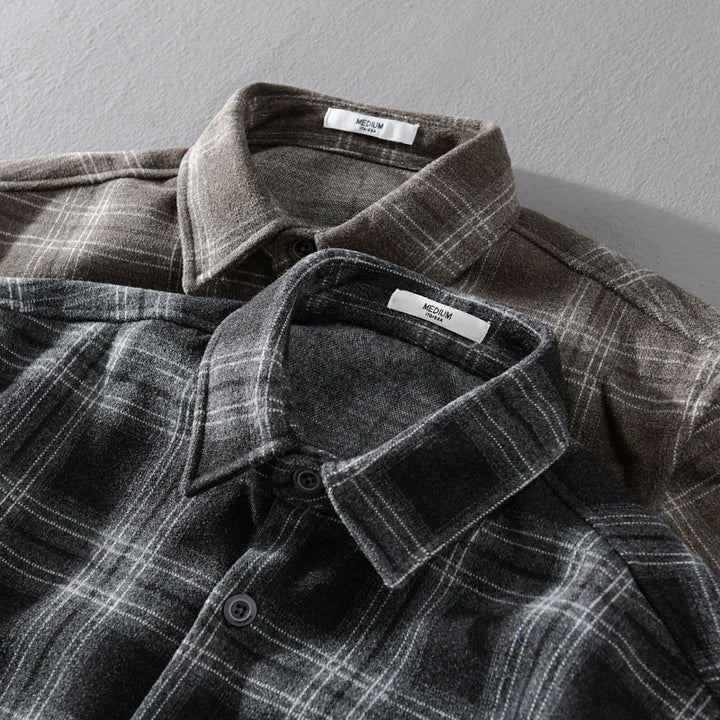 Herren Karo-Flanell-Overshirt mit Brusttasche und Relaxed-Fit Echoarchiv