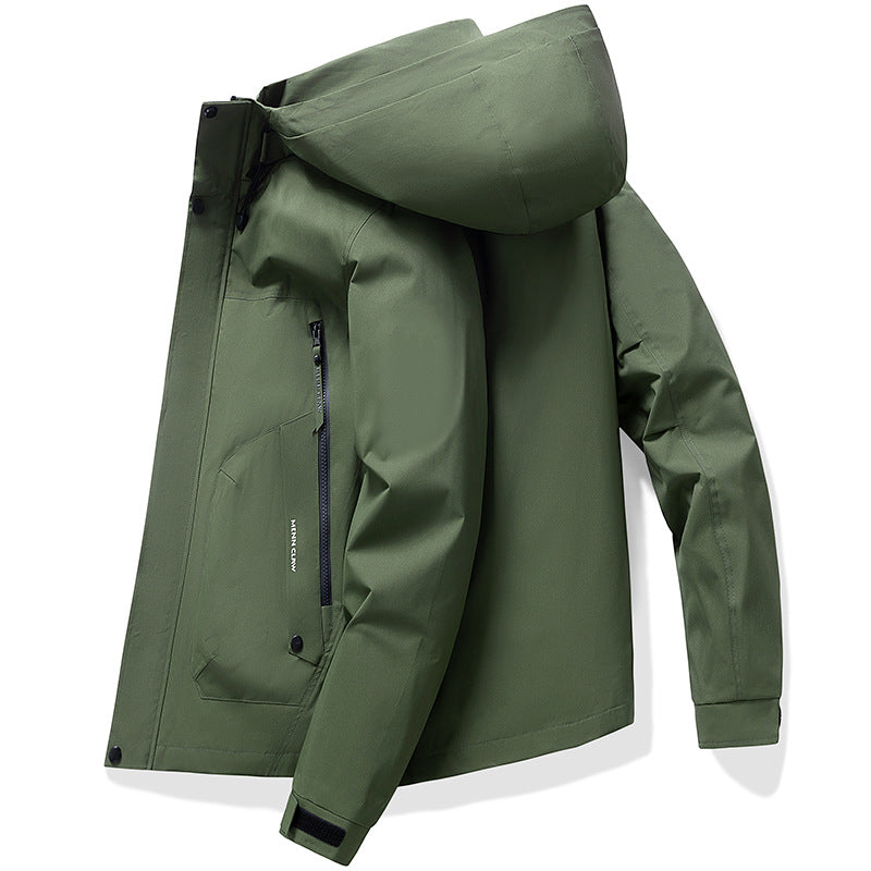 Men's waterproof breathable hooded softshell jacket with taped seams – Cavarno