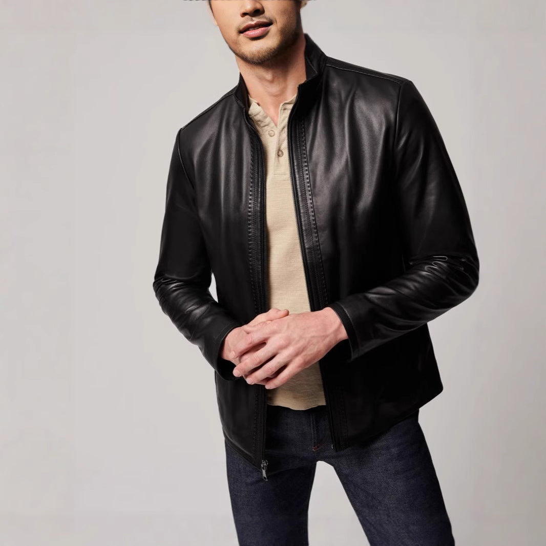Herren elegante Lederjacke mit sportlichem Reißverschluss Echoarchiv
