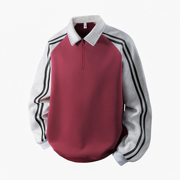Herren Sportlicher Sweatshirt mit Stehkragen und Reißverschluss Echoarchiv