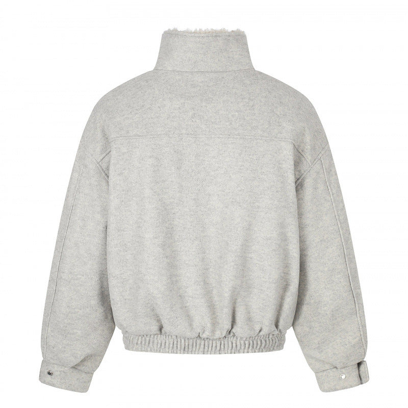 Damen Kurzer Wollmix‑Blouson im Flight‑Style mit Teddyfutter und aufgesetzten Pattentaschen Echo Archiv