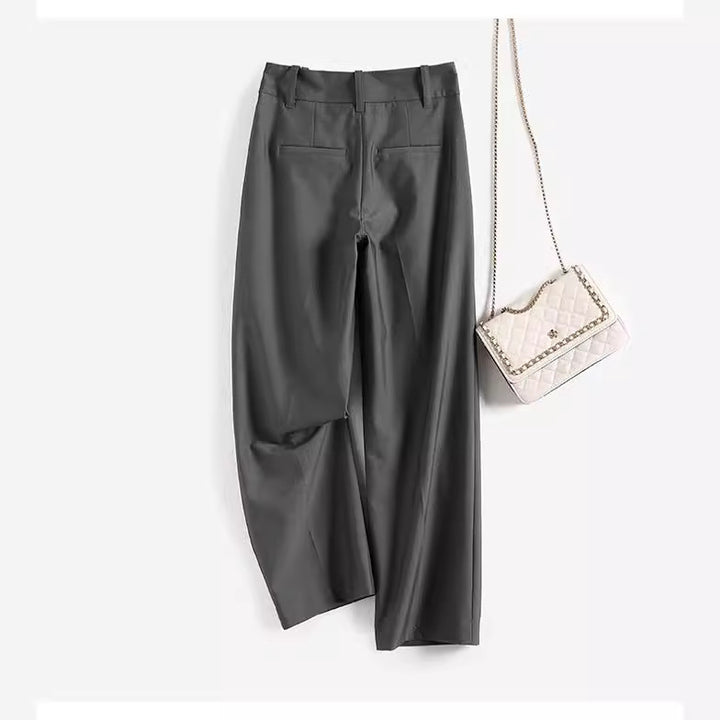 Damen Elegante, hoch taillierte und fließende Stoffhose Echoarchiv