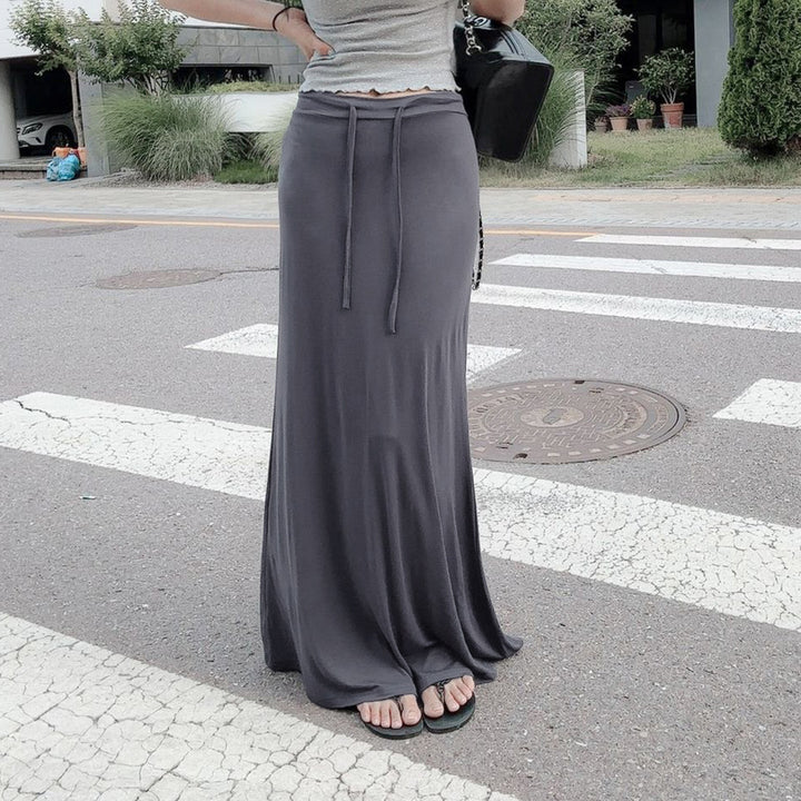 Damen nan Maxirock aus weichem Jersey mit Bindebund, hoher Taille und seitlichen Schlitzen Echo Archiv