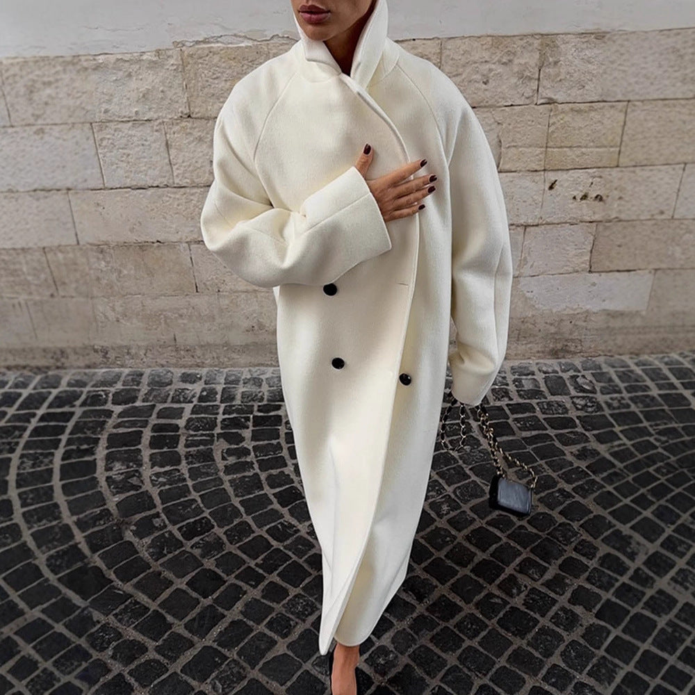 Damen Maximaler Mantel im clean-cut Cocoon-Schnitt mit hohem Stehkragen Echoarchiv