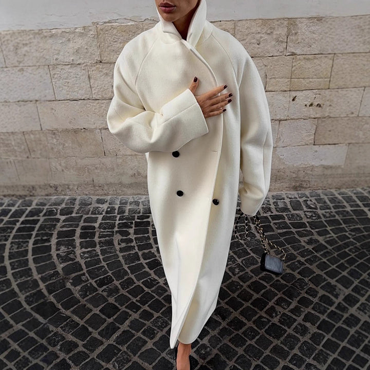 Damen Maximaler Mantel im clean-cut Cocoon-Schnitt mit hohem Stehkragen Echoarchiv