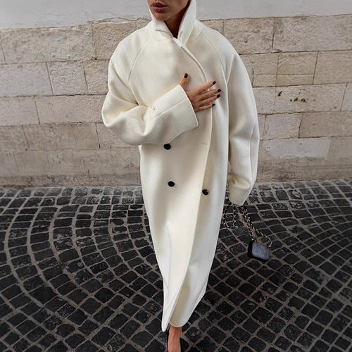 Damen Maximaler Mantel im clean-cut Cocoon-Schnitt mit hohem Stehkragen Echoarchiv