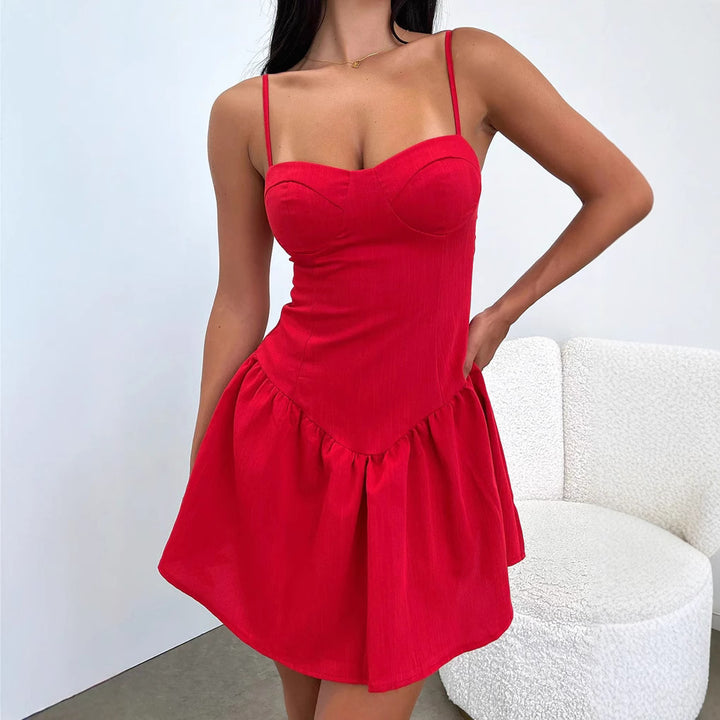Damen Sommerkleid mit schmalen Spaghetti-Trägern und voluminösem Rockteil Echo Archiv
