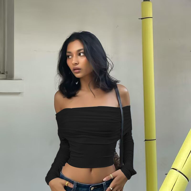 Damen Offshoulder Crop-Top mit Raffung Echo Archiv