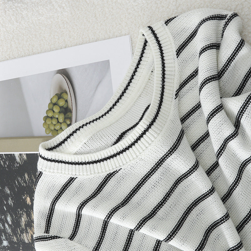 Damen Kurzarm-Feinstrickpullover mit maritimen Streifen Echo Archiv