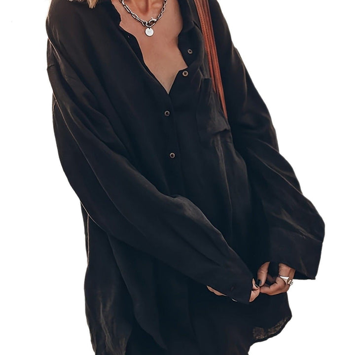 Damen lässige Oversized-Bluse aus Leinen Echoarchiv